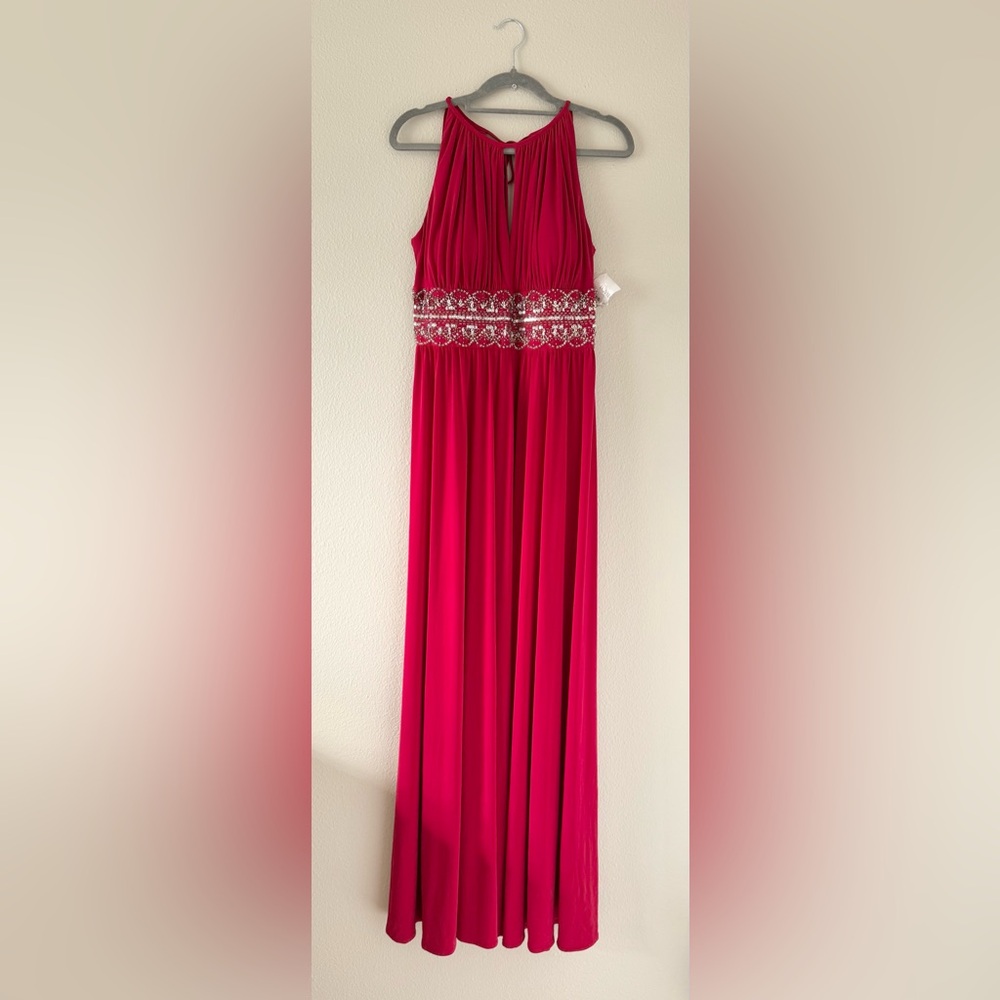 R&M Richards Formal Red Beaded Gown / Prom Dress